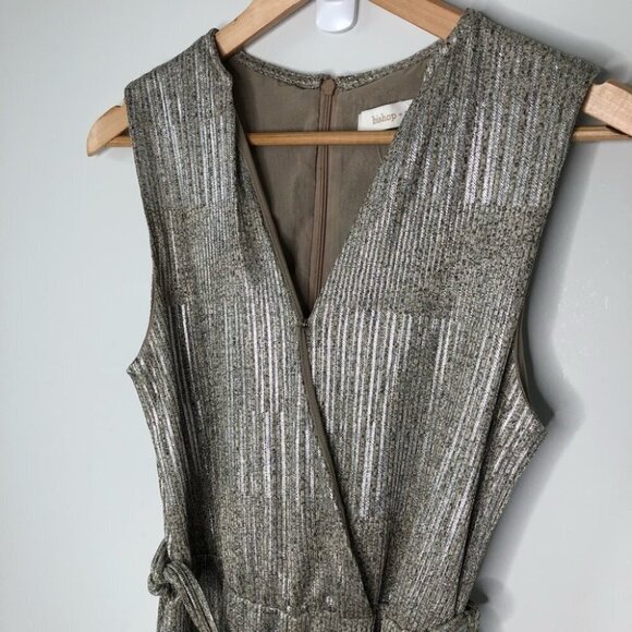 BISHOP+YOUNG The Aspen Metallic  Wide Leg V-neck Jumpsuit Romper 1 Piece Size XS - Picture 3 of 11
